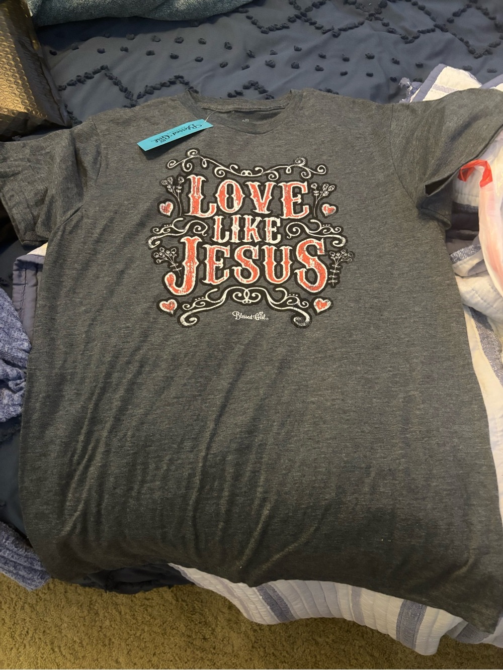 Love Like Jesus Graphic Tee - Gray Short Sleeve